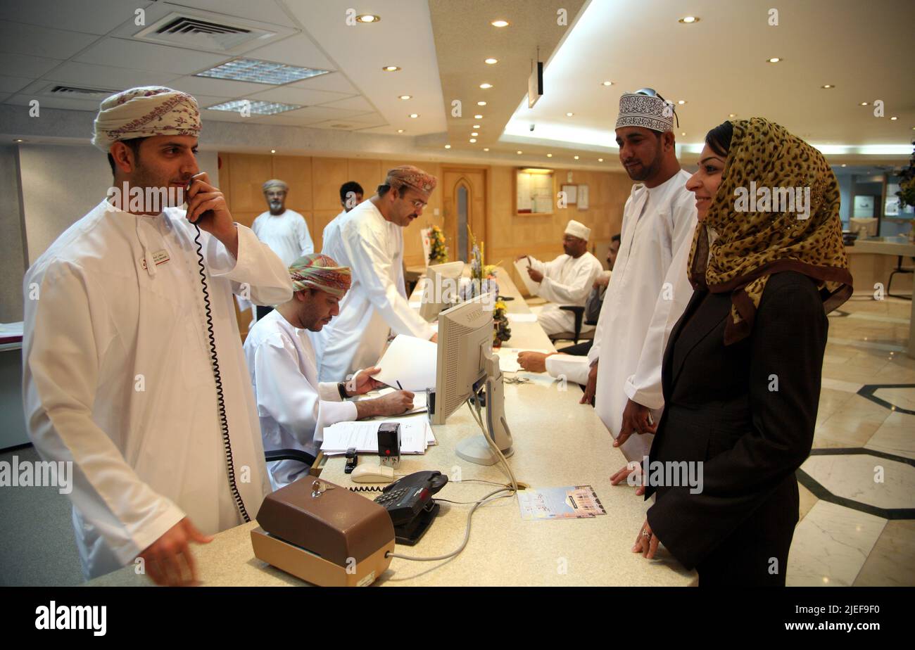 Customer care at Bank Muscat, Oman Stock Photo