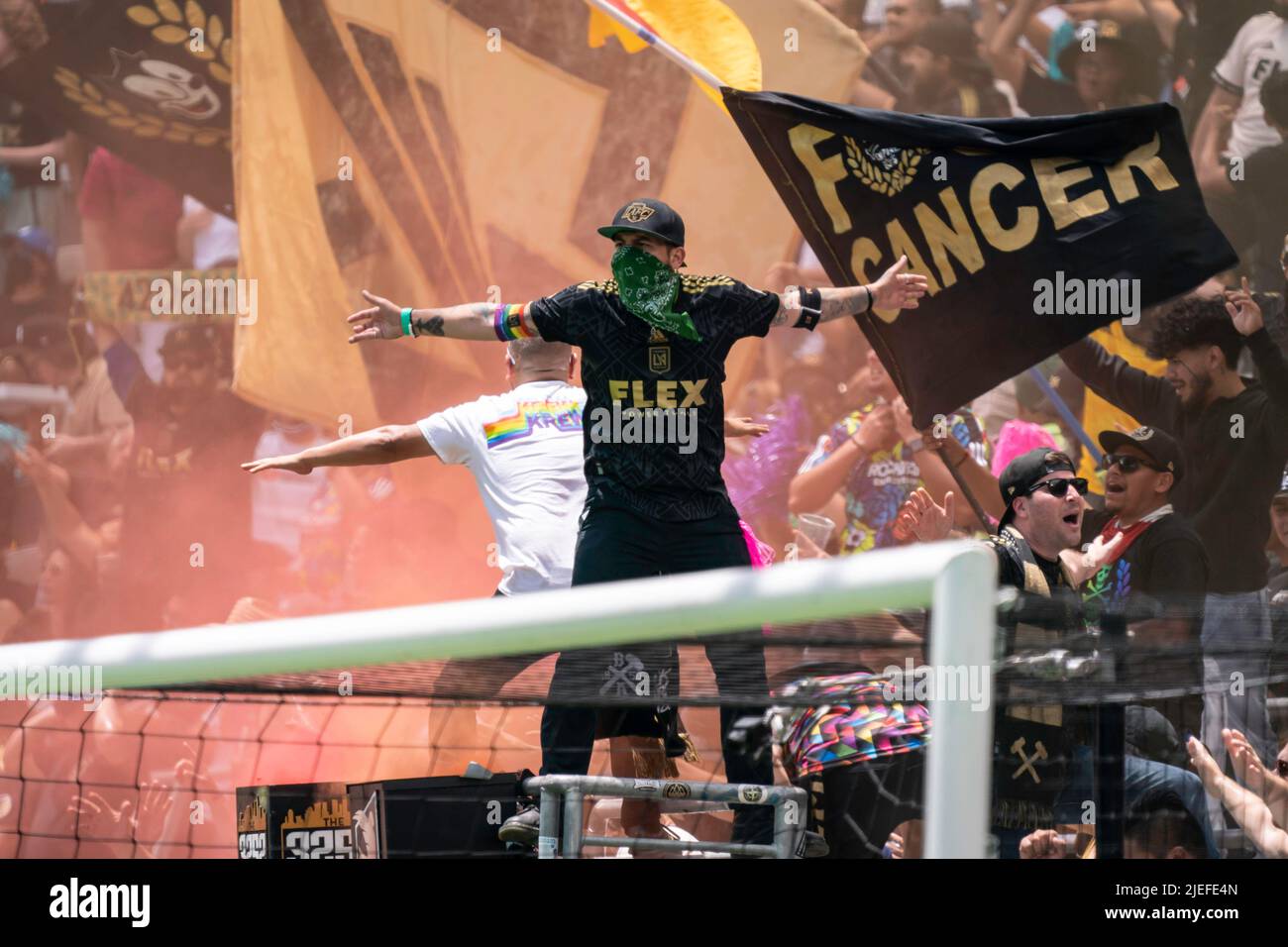 Los Angeles, United States. 26th June, 2022. Fan of the 3252 of Los Angeles FC during a MLS match against the New York Red Bulls, Sunday, June 26, 2022, at the Banc of California Stadium, in Los Angeles, CA. LAFC defeated the Red Bulls 2-0. (Jon Endow/Image of Sport) Photo via Credit: Newscom/Alamy Live News Stock Photo
