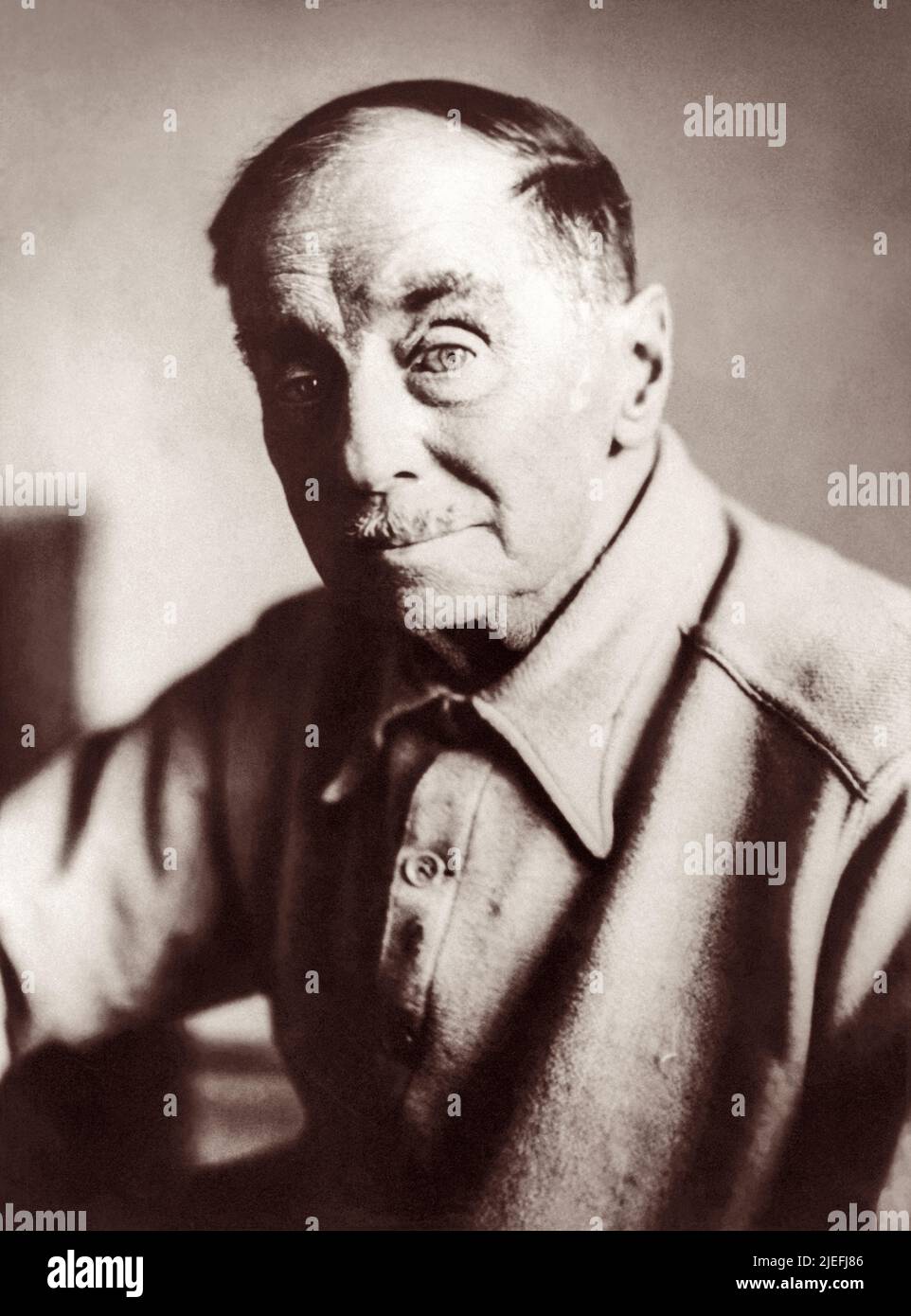 H.G. Wells (1866-1946), British author of science fiction classics The War of the Worlds, The Invisible Man, The Time Machine, and The Island of Dr. Moreau. (Photo: 1944) Stock Photo