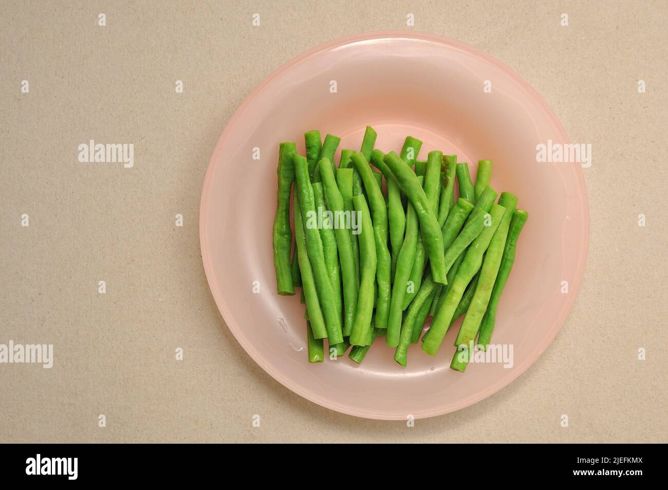 Asparagus beans on a dish, Isolated yardlong bean Stock Photo Alamy