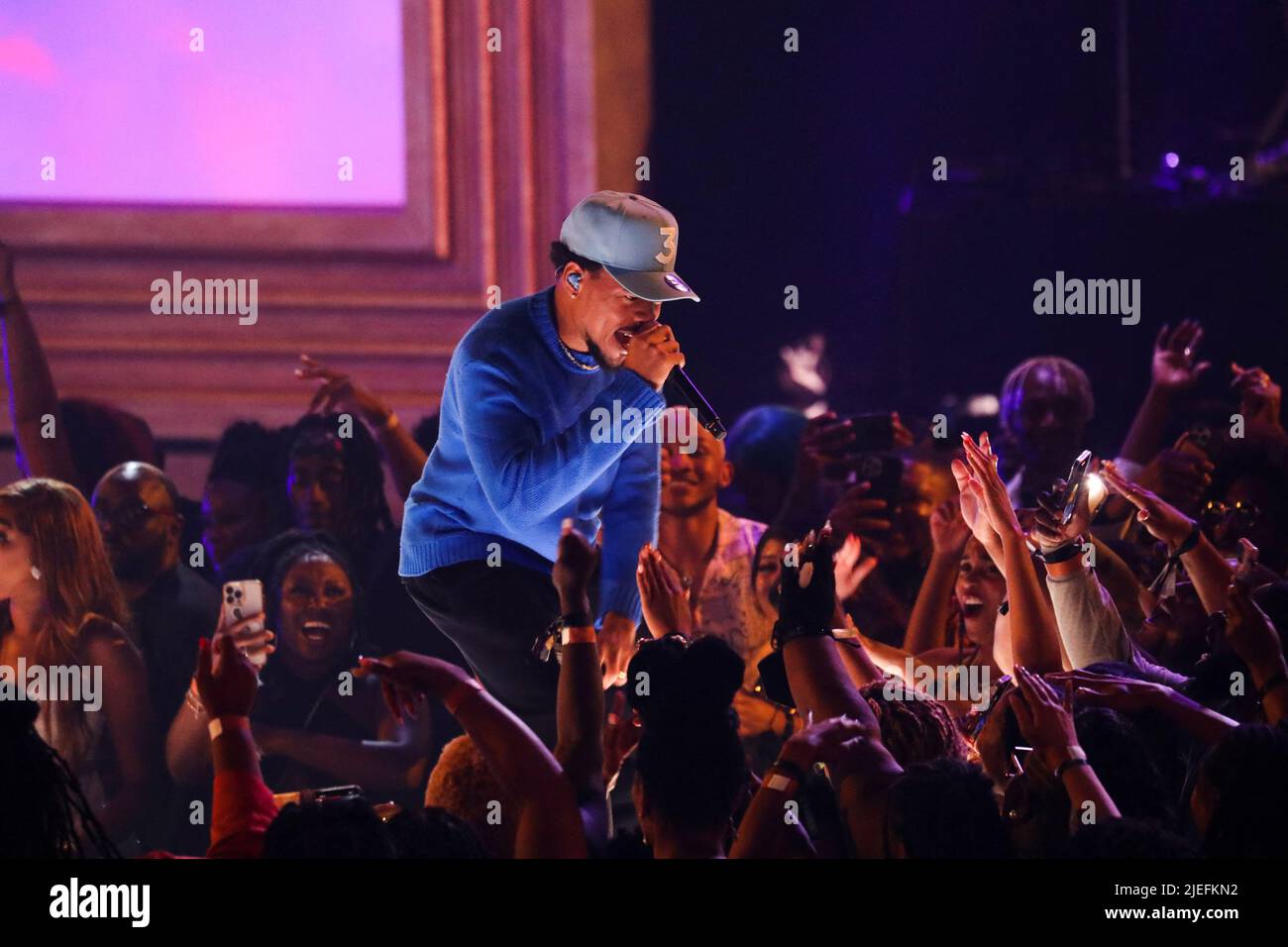 Chance the Rapper performs at the BET Awards 2022 at the Microsoft Theater in Los Angeles, California, U.S., June 26, 2022.  REUTERS/David Swanson Stock Photo