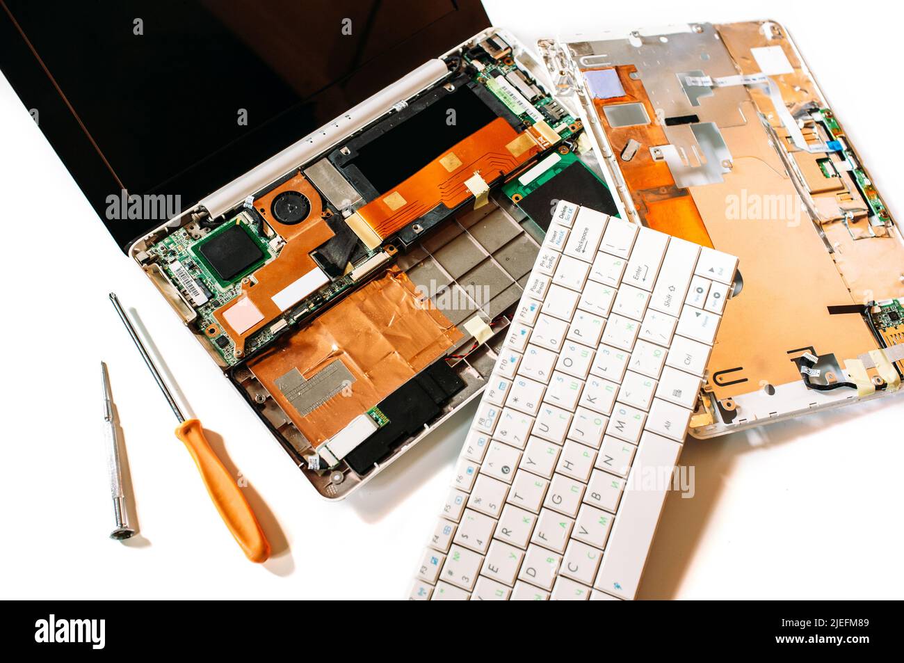 Repair set the broken laptob (netbook) Stock Photo