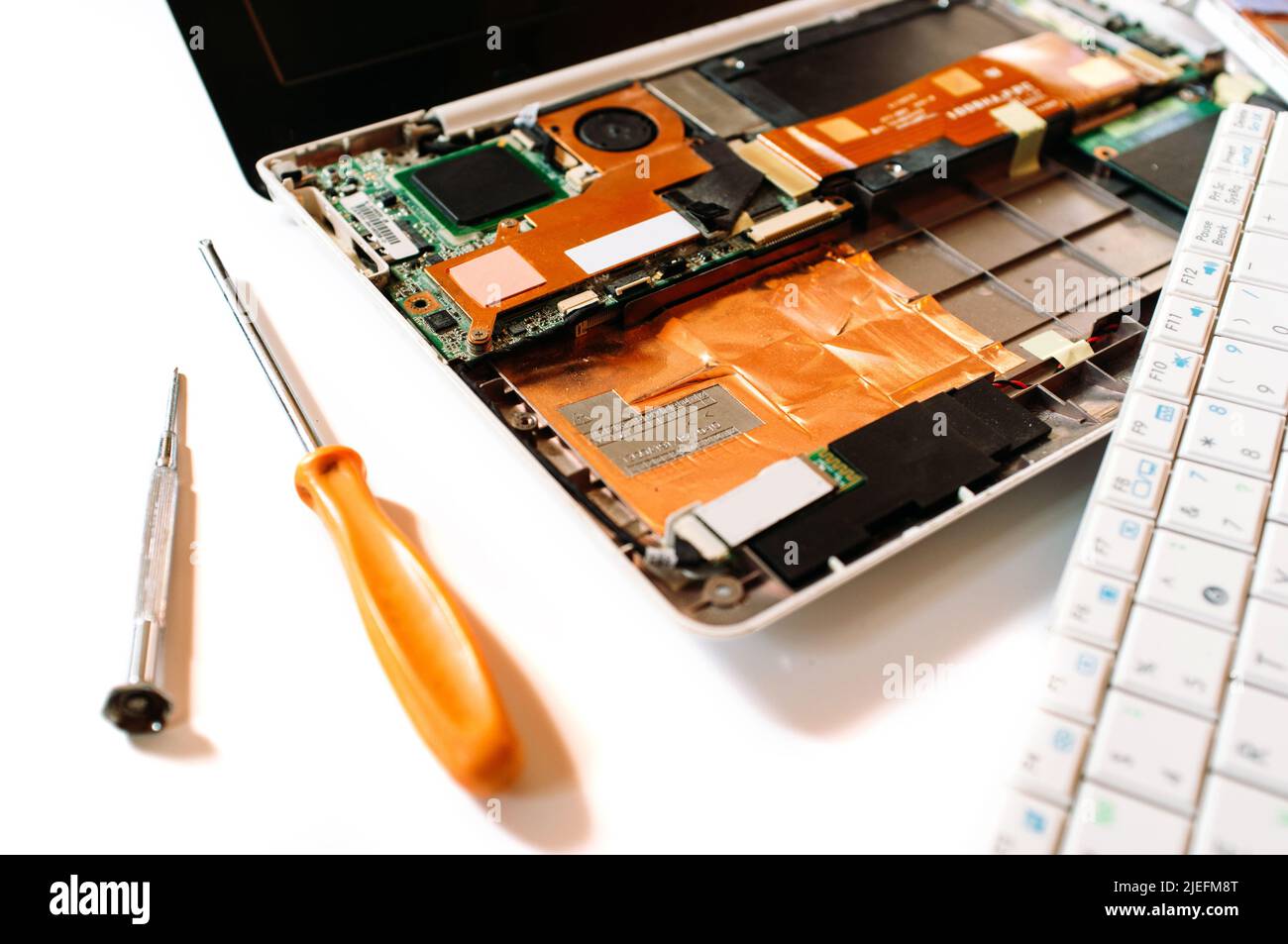 Closeup photo of the broken laptop Stock Photo