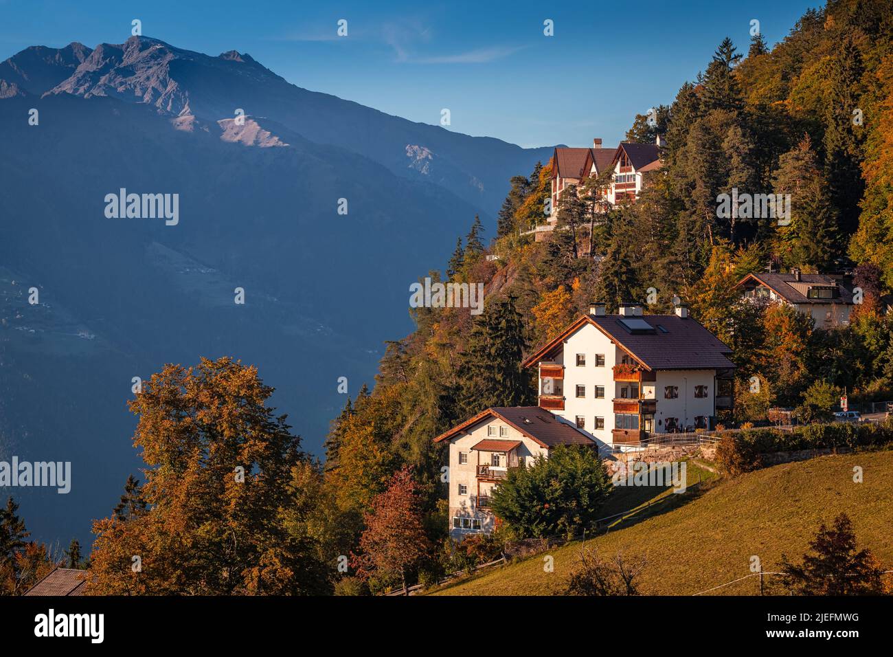 Hafling Italy Traditional Tirol Houses At Hafling Avelengo On A Hafling Italy Traditional Tirol Houses At Hafling Avelengo On A