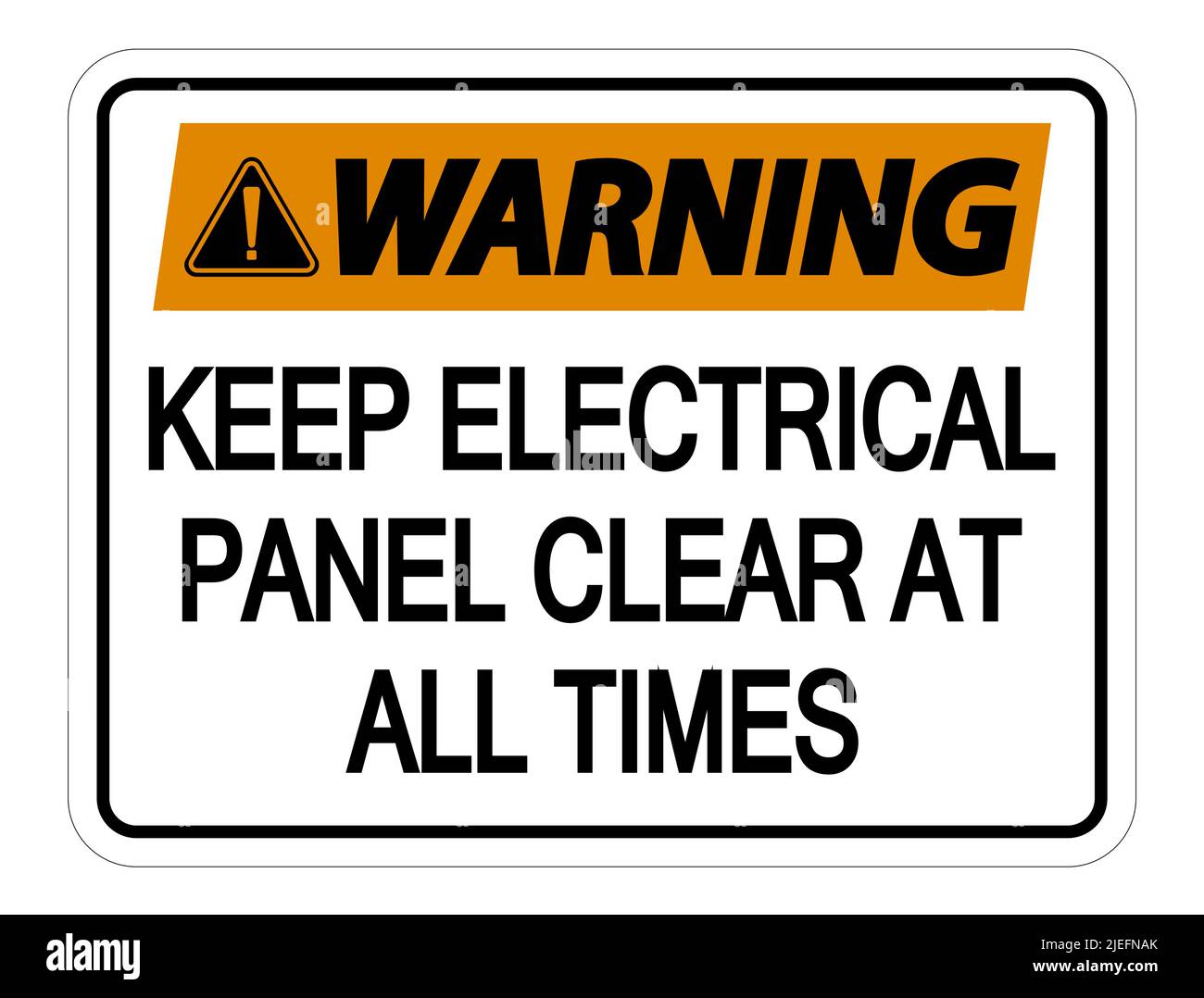 Warning Keep Electrical Panel Clear at all Times Sign on white background,vector illustration Stock Vector