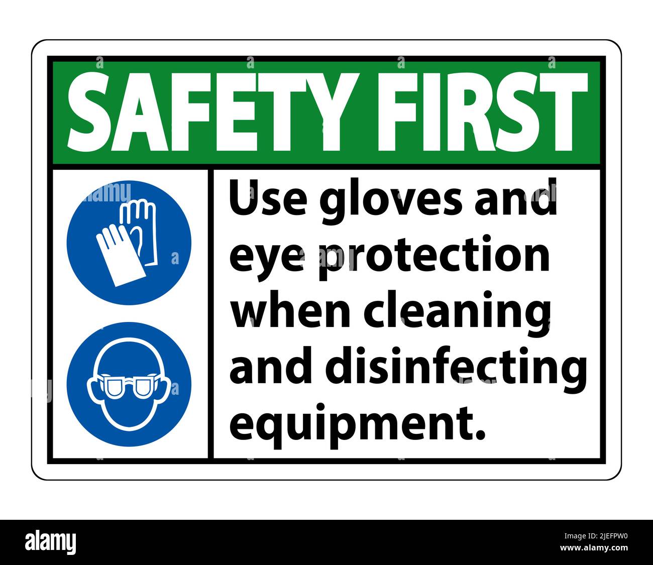Safety First Use Gloves And Eye Protection Sign on white background Stock Vector Image & Art Alamy