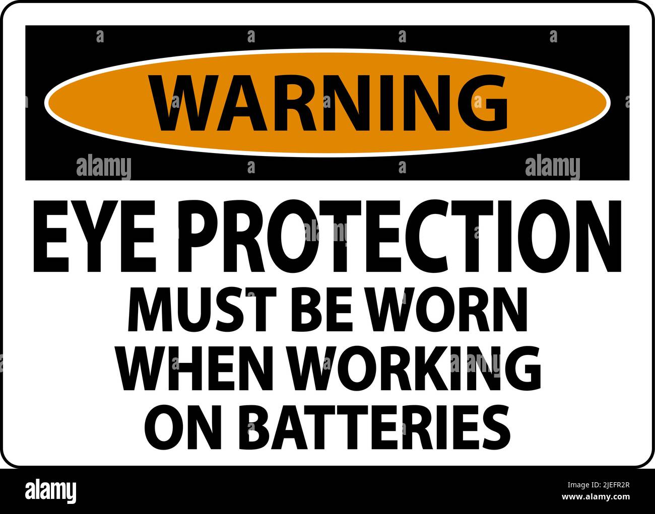 Warning When Working on Batteries Sign On White Background Stock Vector