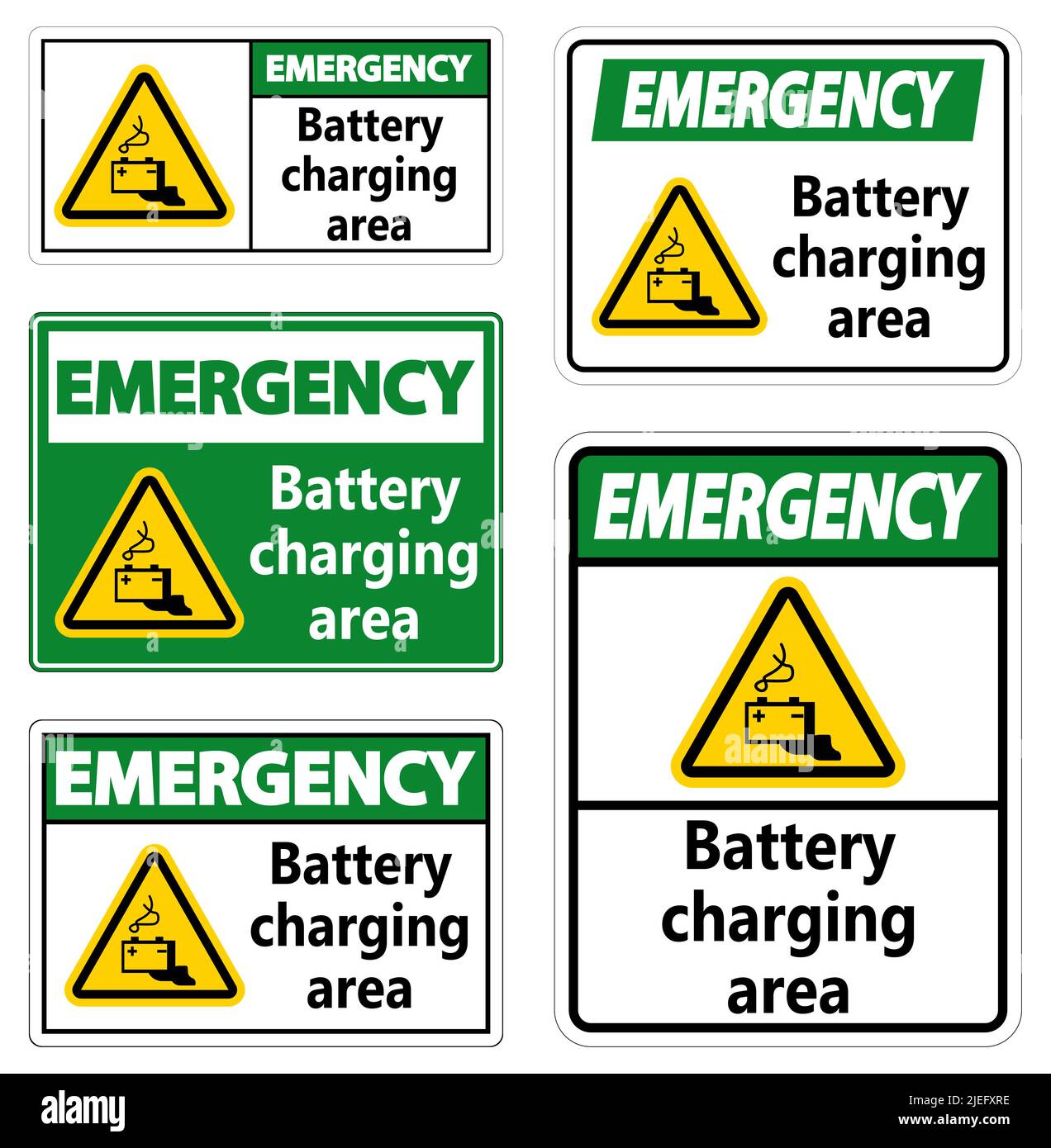 Emergency Battery charging area Sign on white background Stock Vector