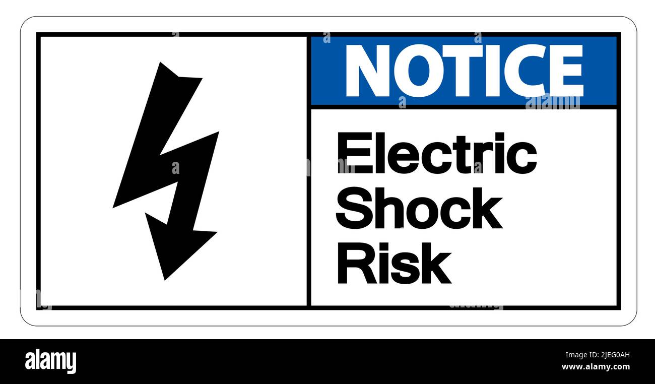 Notice Electric Shock Risk Symbol Sign On White Background Stock Vector