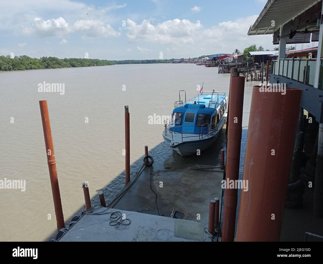 Fishing boats in the port of a small fishing village by the sea Stock