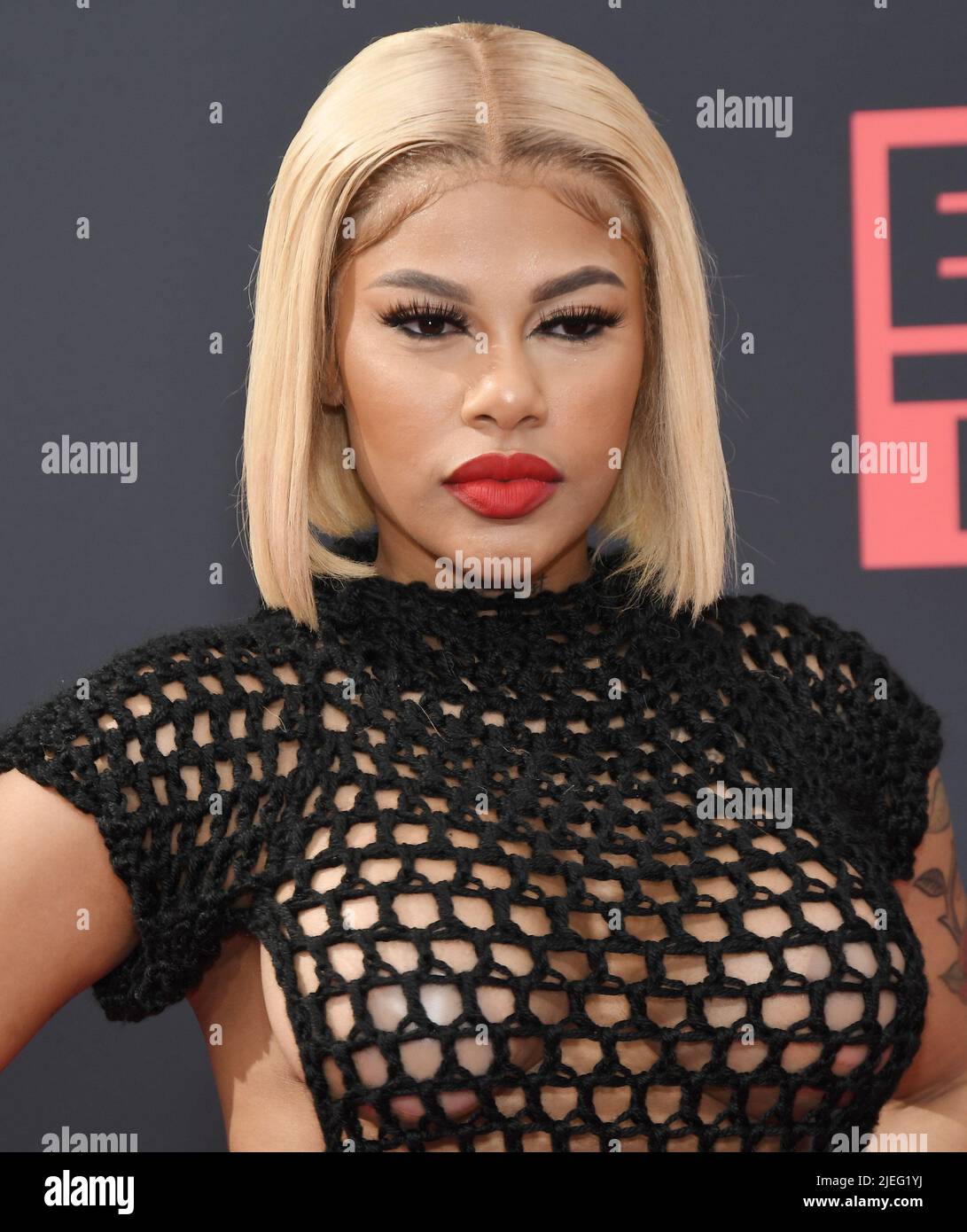 Los Angeles, USA. 26th June, 2022. Mellow Rackz arrives at the BET Awards 2022 held at the Microsoft Theater in Los Angeles, CA on Sunday, ?June 26, 2022. (Photo By Sthanlee B. Mirador/Sipa USA) Credit: Sipa USA/Alamy Live News Stock Photo