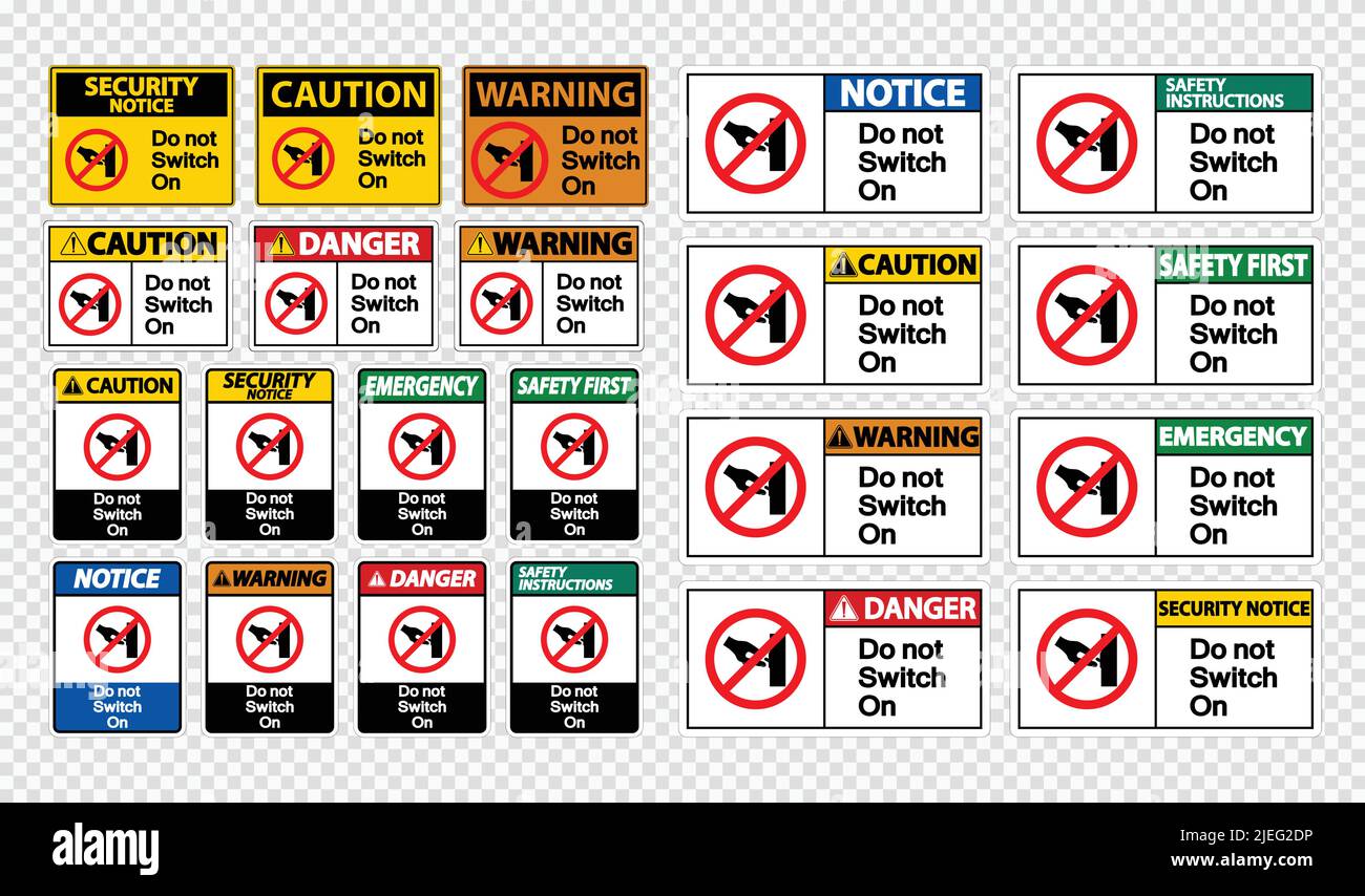 Set do not touch sign label on transparent background Stock Vector