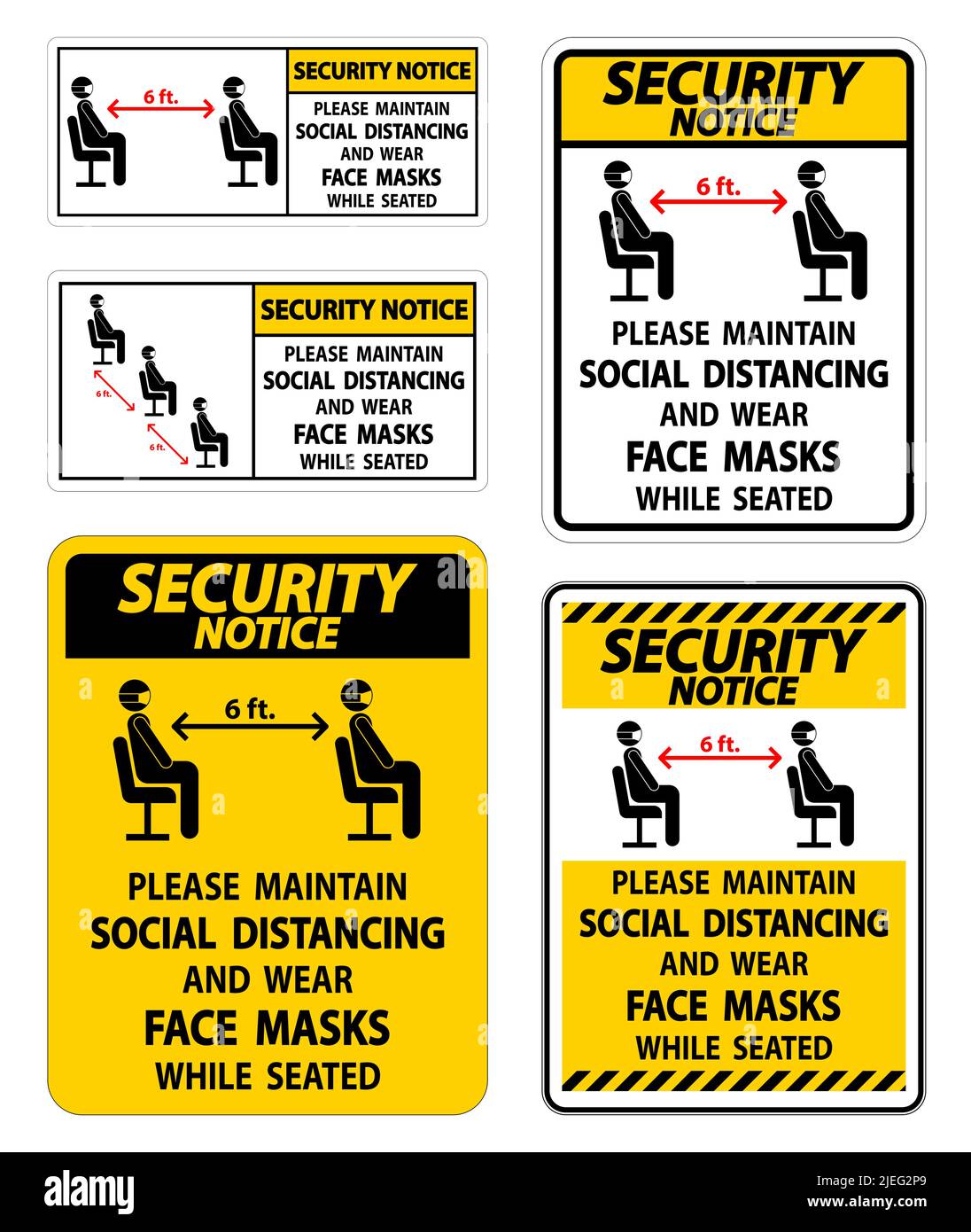 Security Notice Maintain Social Distancing Wear Face Masks Sign on ...