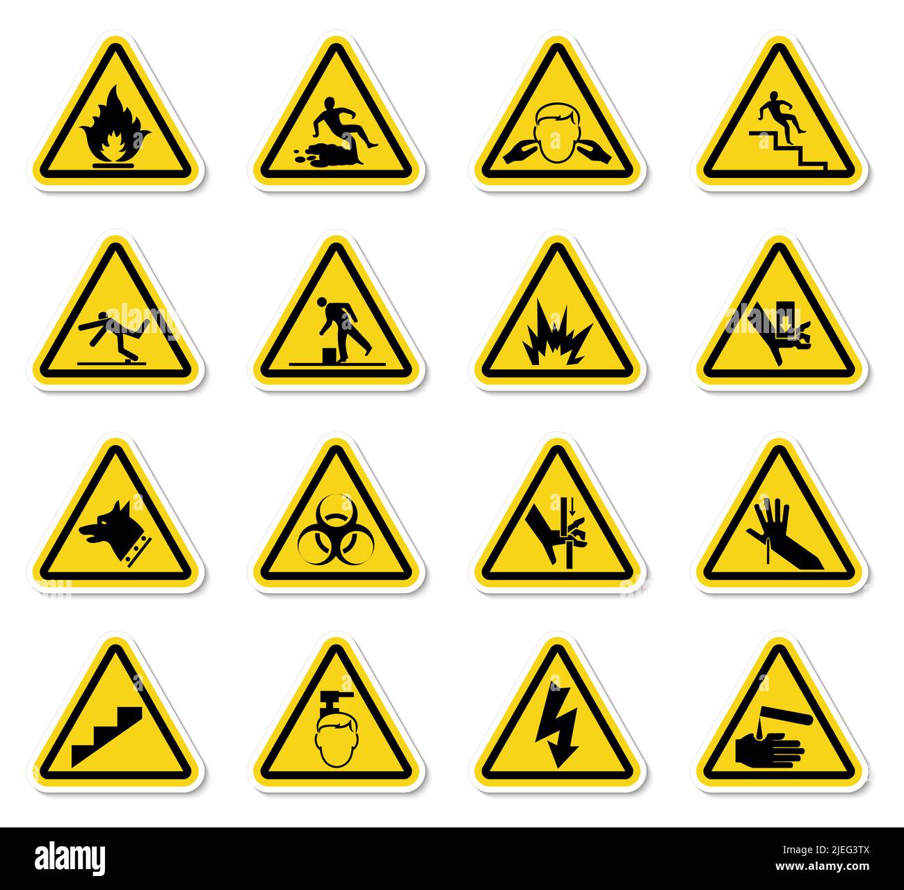 Warning Hazard Symbols labels Sign Isolate on White Background,Vector ...