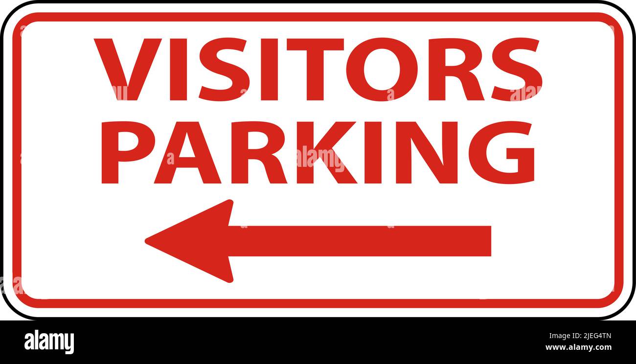 Visitors Parking Left Arrow Sign On White Background Stock Vector
