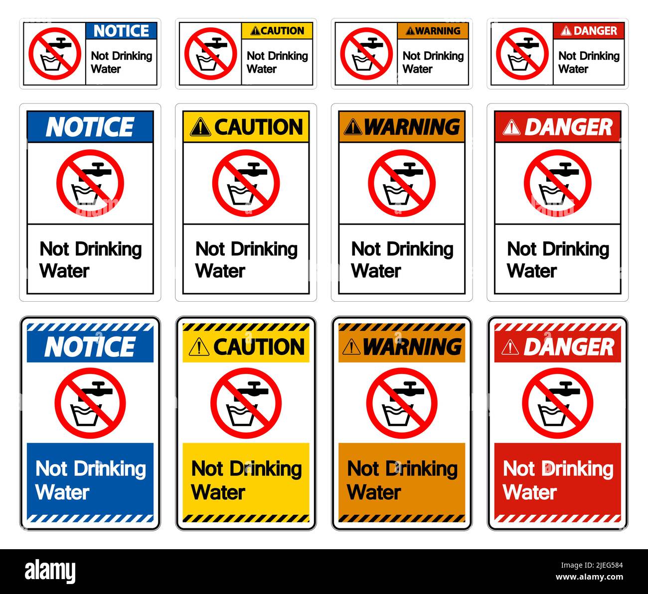 Caution Not Drinking Water Sign Stock Vector