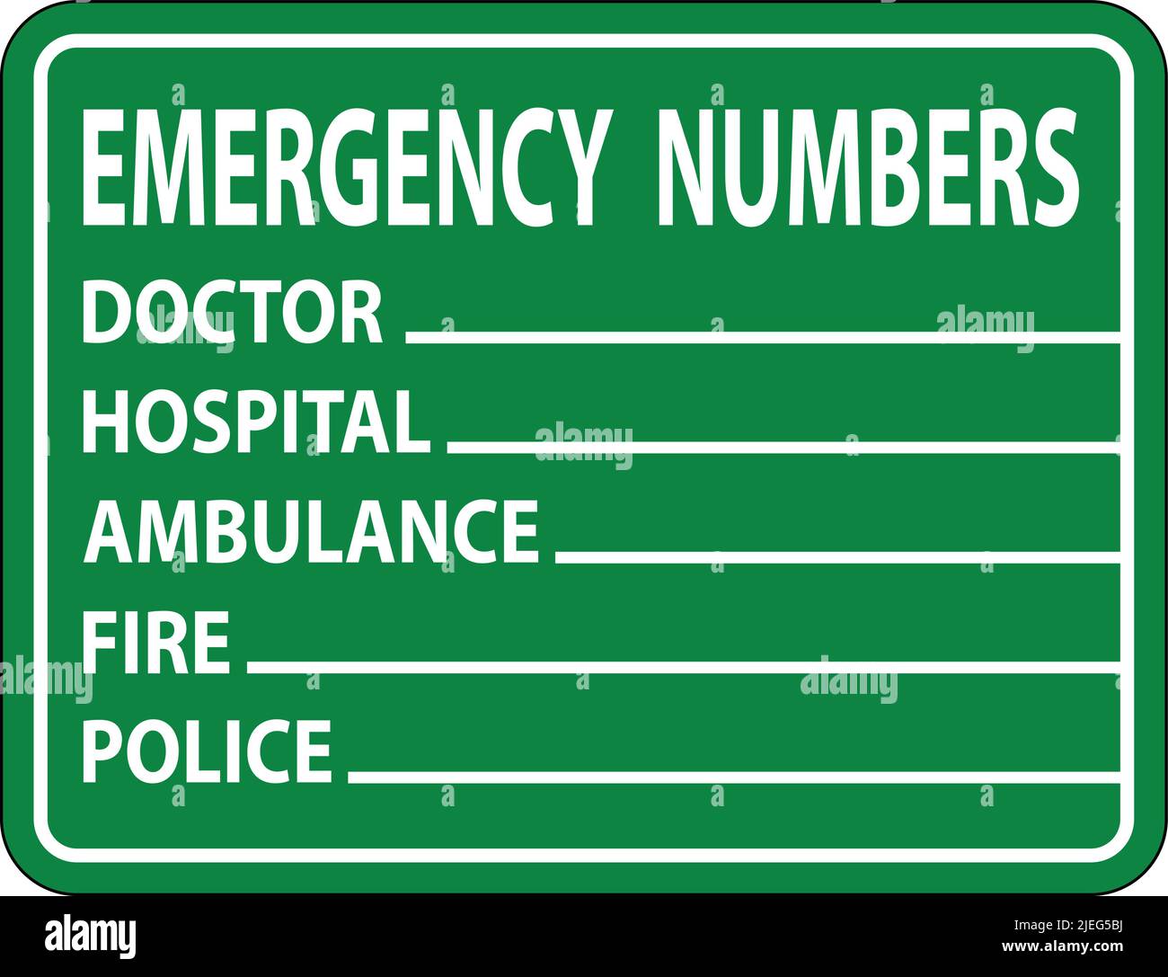 Emergency Phone Numbers Label Sign on white background Stock Vector Image & Art Alamy
