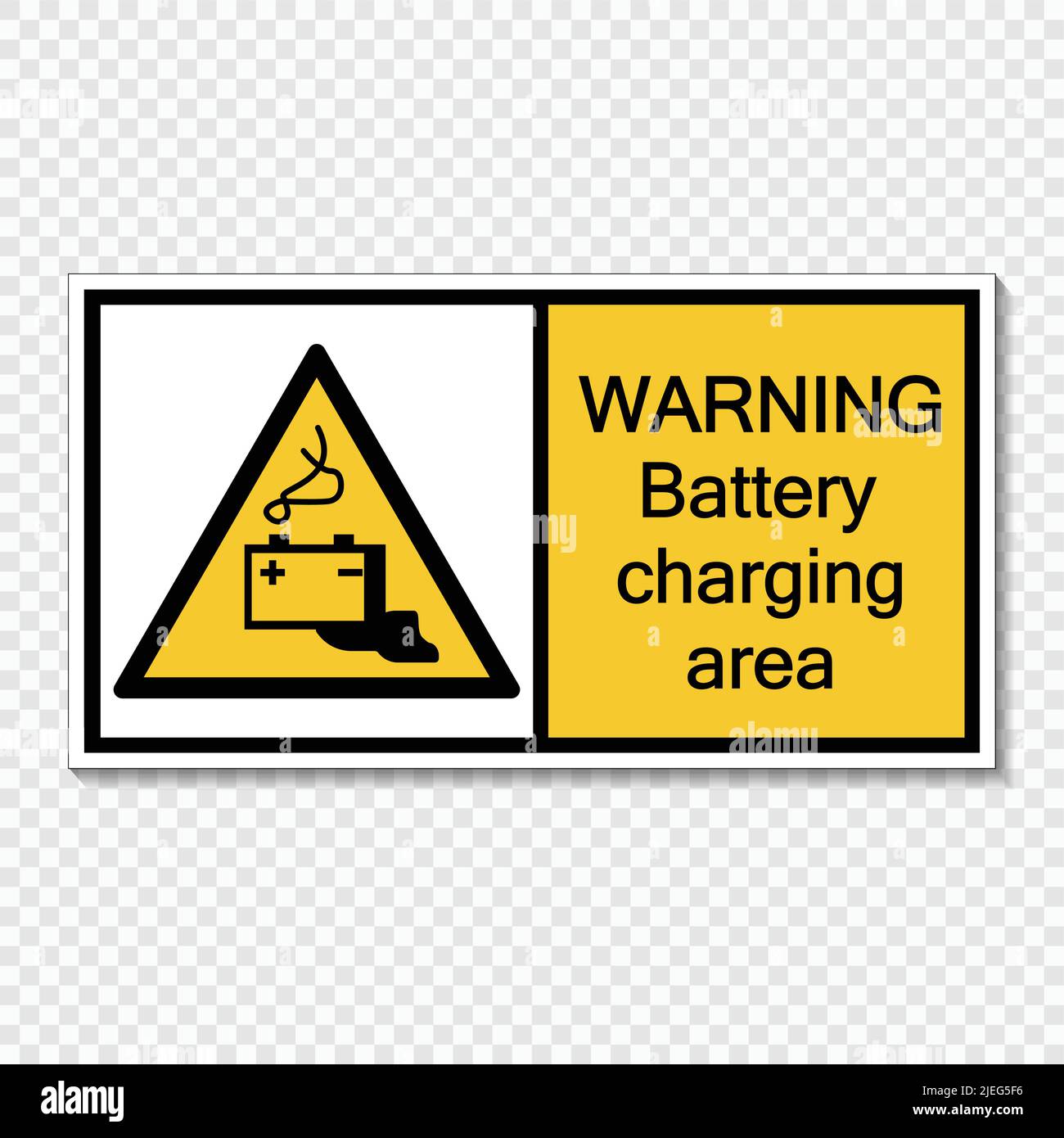 symbol warning battery charging area Sign label on transparent