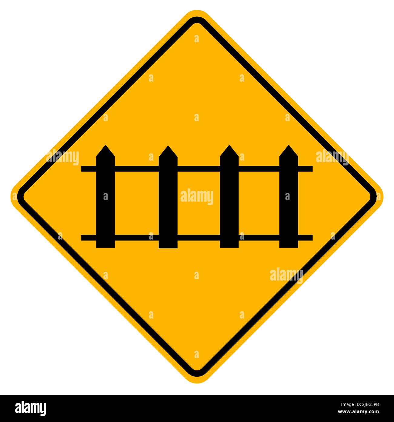 Warning signs Railway crossing with automatic gates on white background Stock Vector