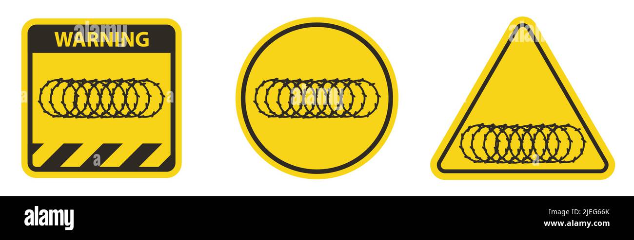 Barbed Wire Black Icon Isolated On White Background Stock Vector