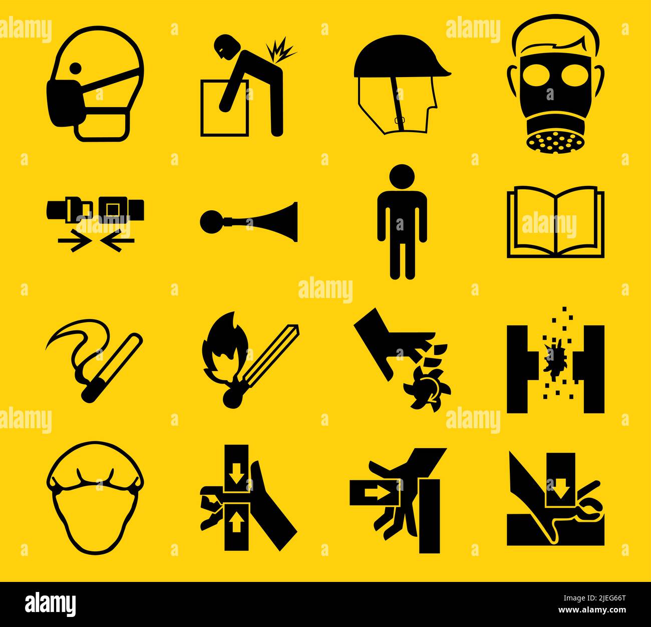 Warning signs,industrial hazards icon labels Sign Isolated on White