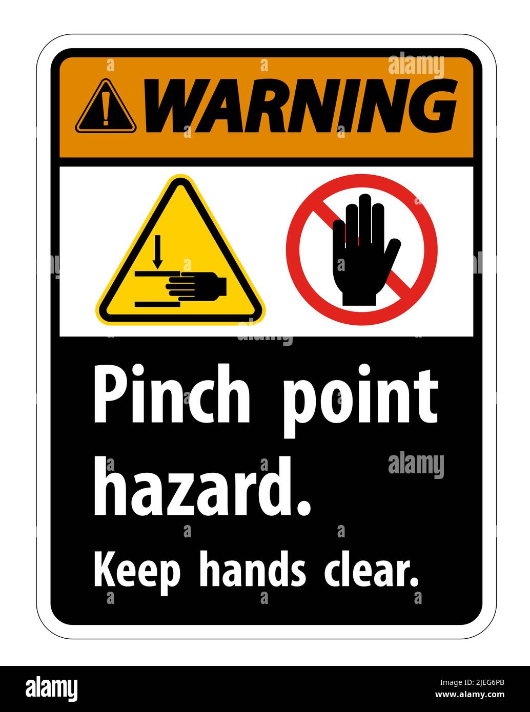 Warning Pinch Point Hazard,Keep Hands Clear Symbol Sign Isolate on