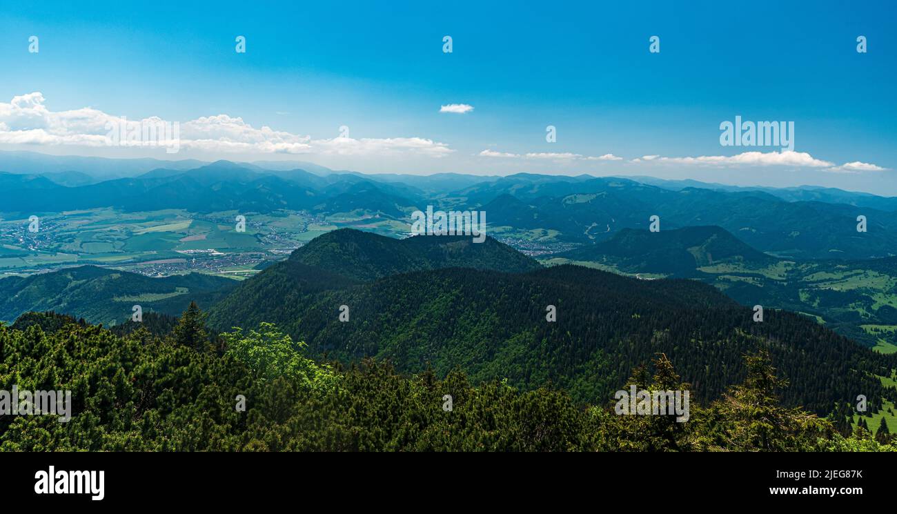 View from Velky Choc hill in Chocske vrchy mountains in Slovakia during beautiful springtime day Stock Photo