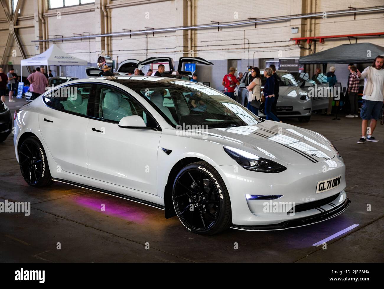 Tesla Owners Fun Day at Bicester Aerodrome, Bicester Stock Photo