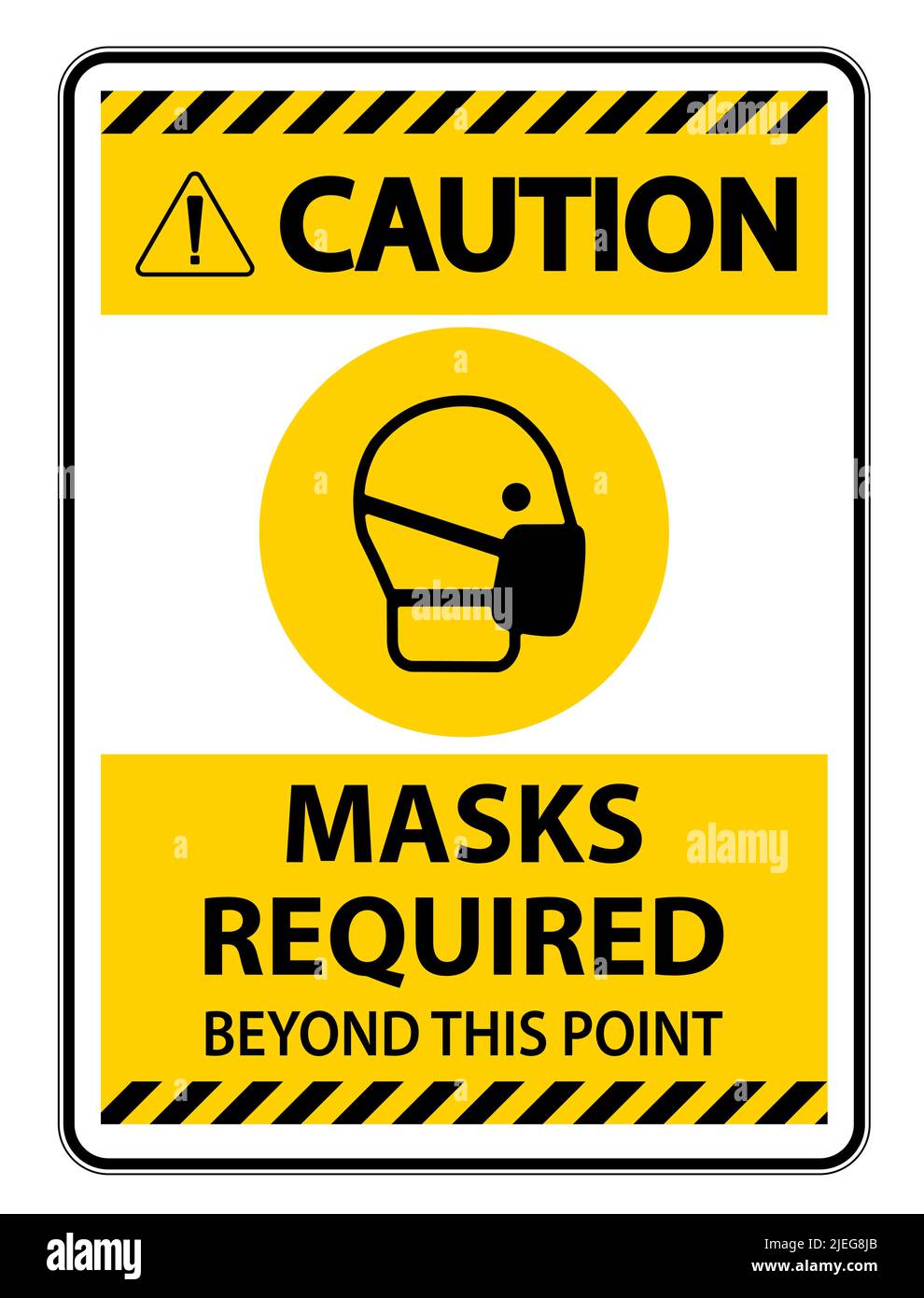 Caution Masks Required Beyond This Point Sign Isolate On White ...