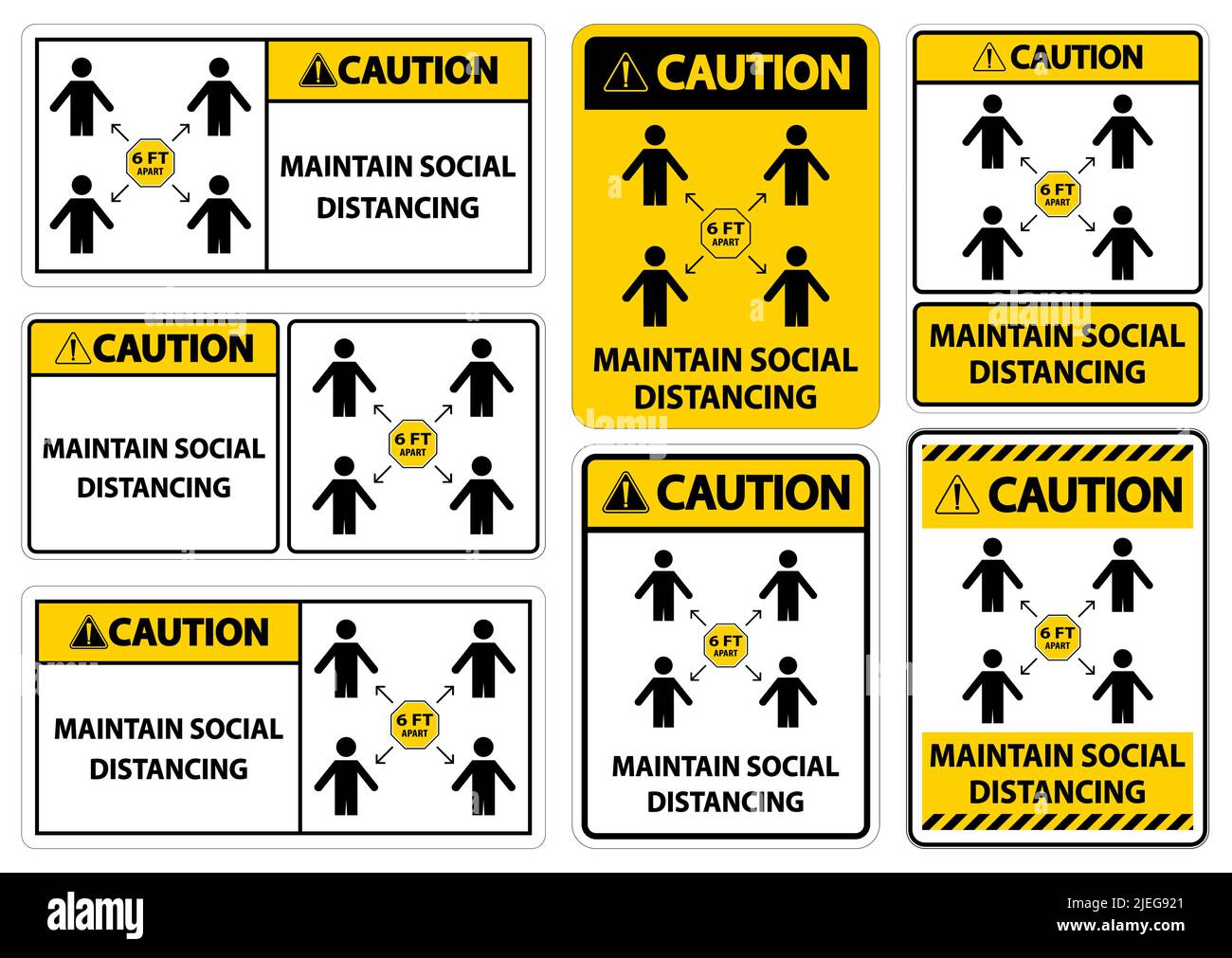 Caution Maintain social distancing, stay 6ft apart sign,coronavirus ...