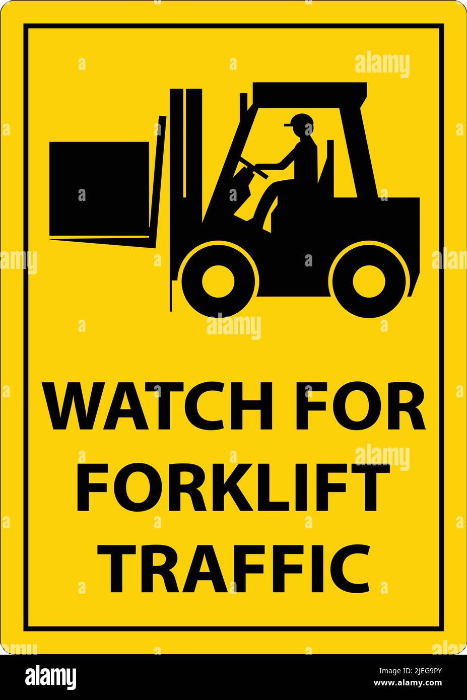 Caution 2-Way Watch For Forklift Traffic Sign On White Background Stock ...