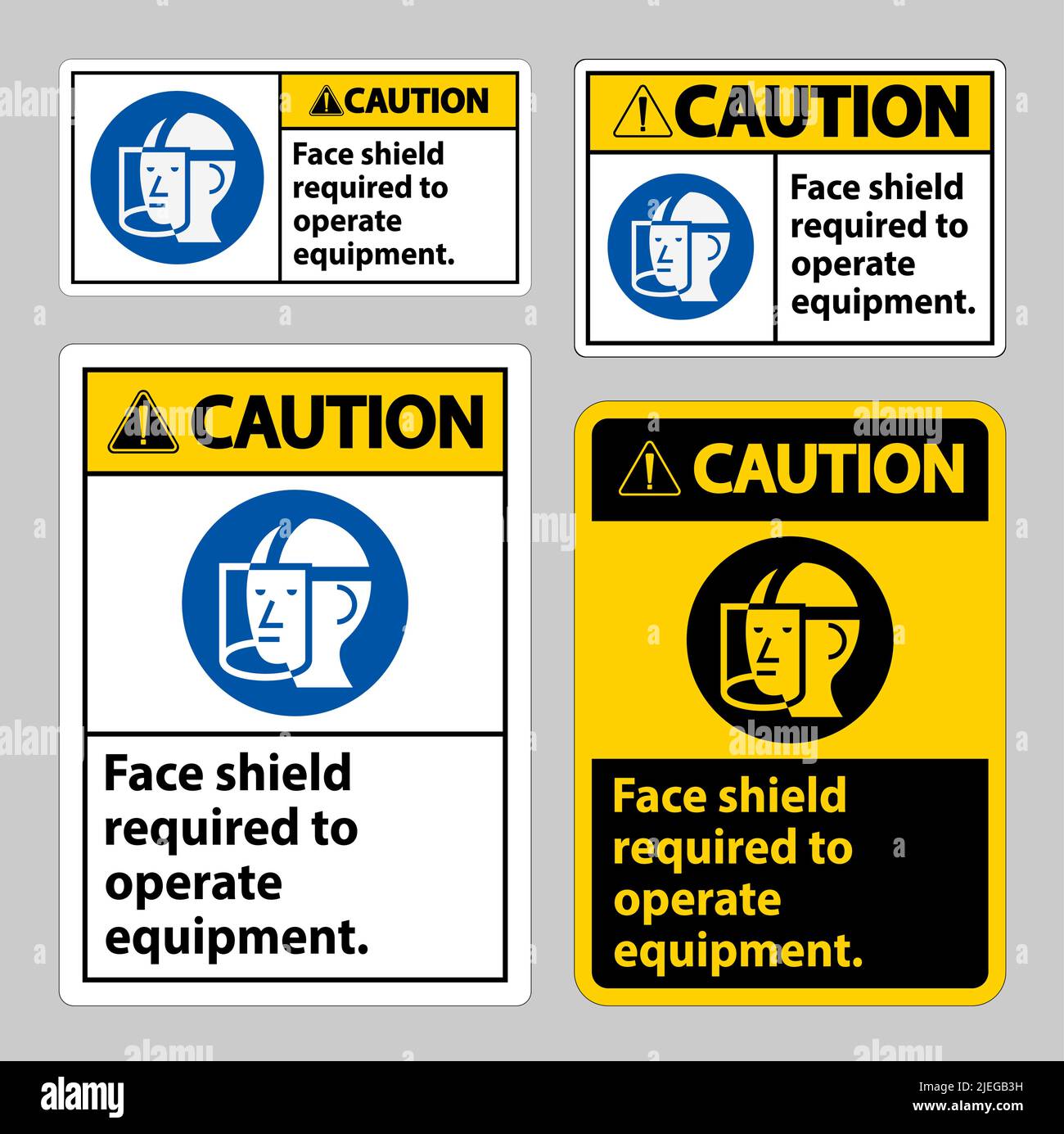 Caution Sign Face Shield Required to Operate Equipment Stock Vector