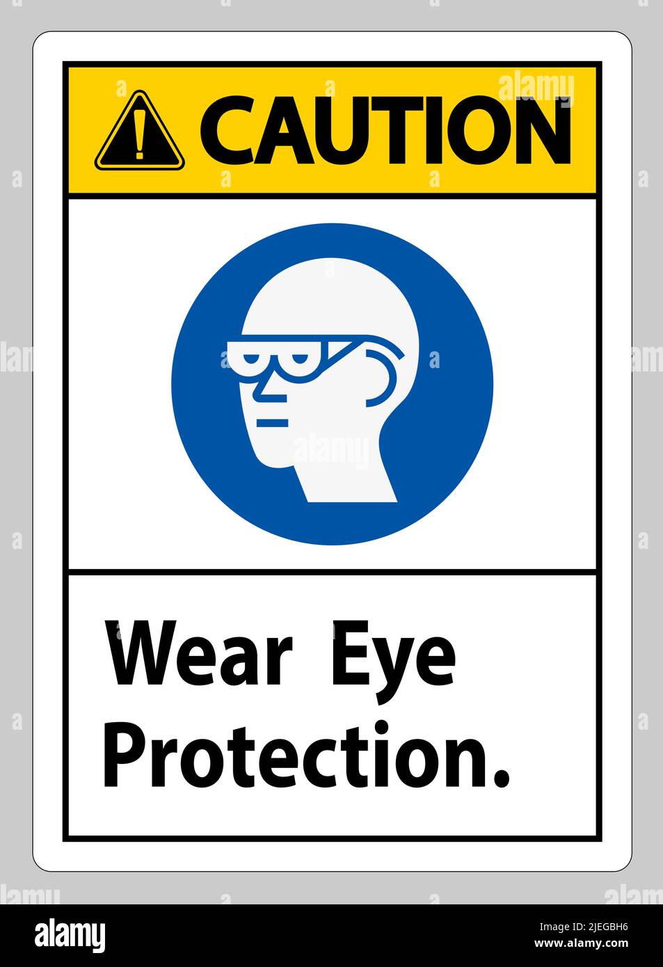 Caution Sign Wear Eye Protection on white background Stock Vector Image