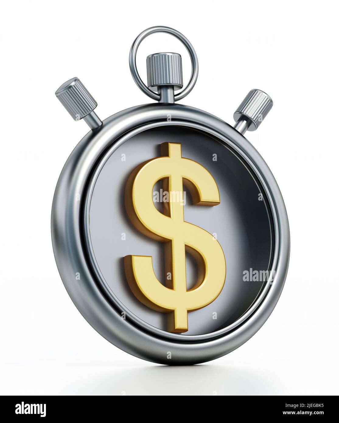 Dollar symbol inside chronometer isolated on white background. 3D illustration. Stock Photo