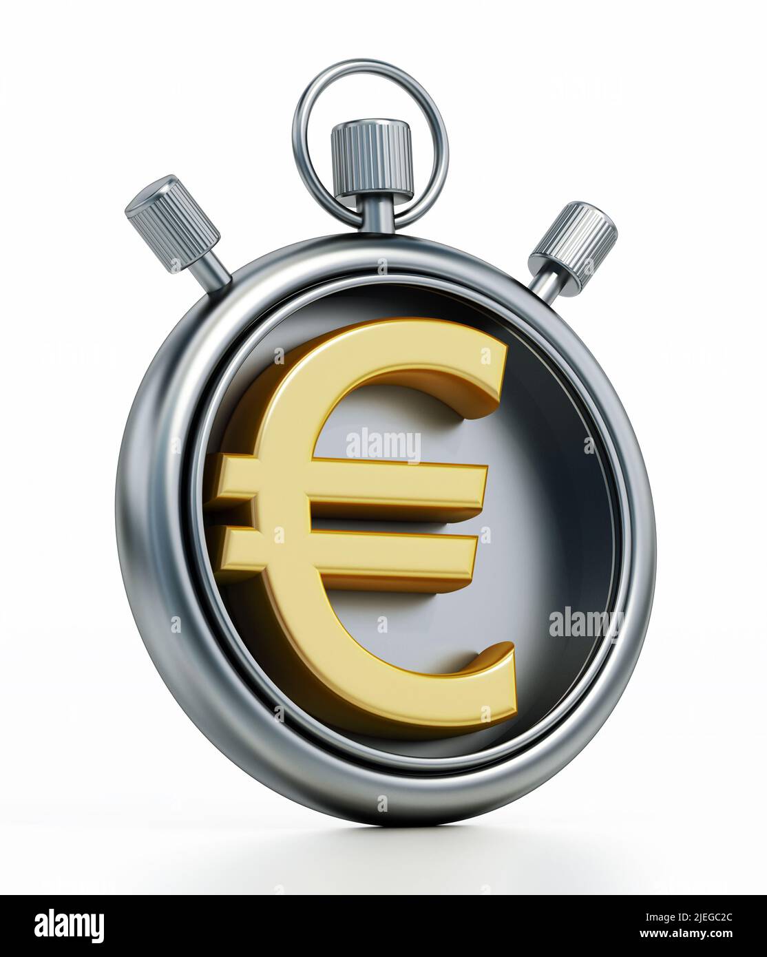 Euro symbol inside chronometer isolated on white background. 3D illustration. Stock Photo