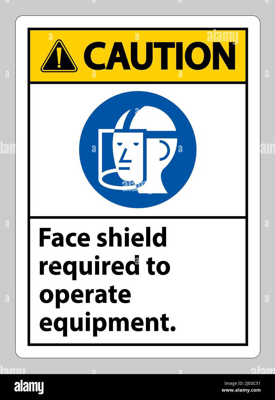 Caution Sign Face Shield Required to Operate Equipment Stock Vector