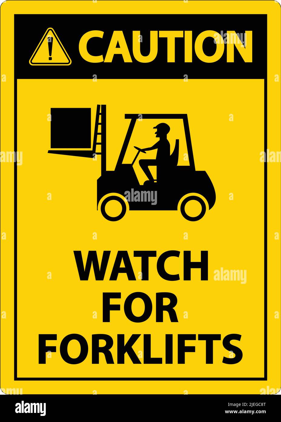 Caution Watch For Forklifts Sign On White Background Stock Vector Image ...