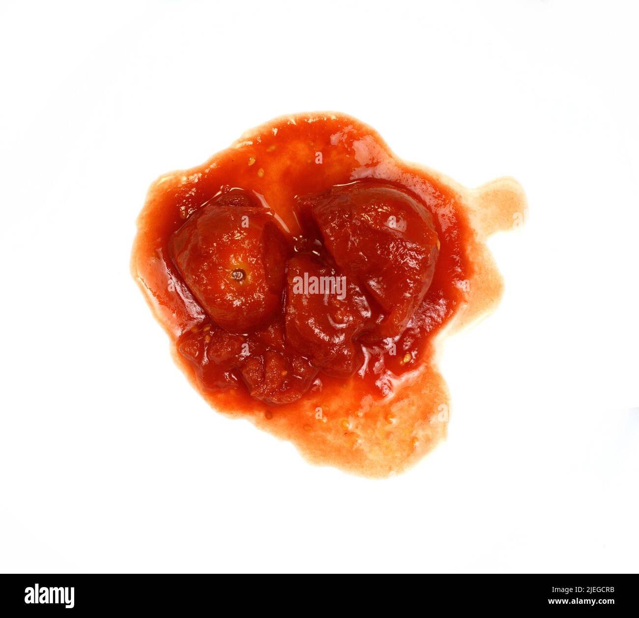 Tinned chopped tomatoes isolated on white background. Tomato sauce