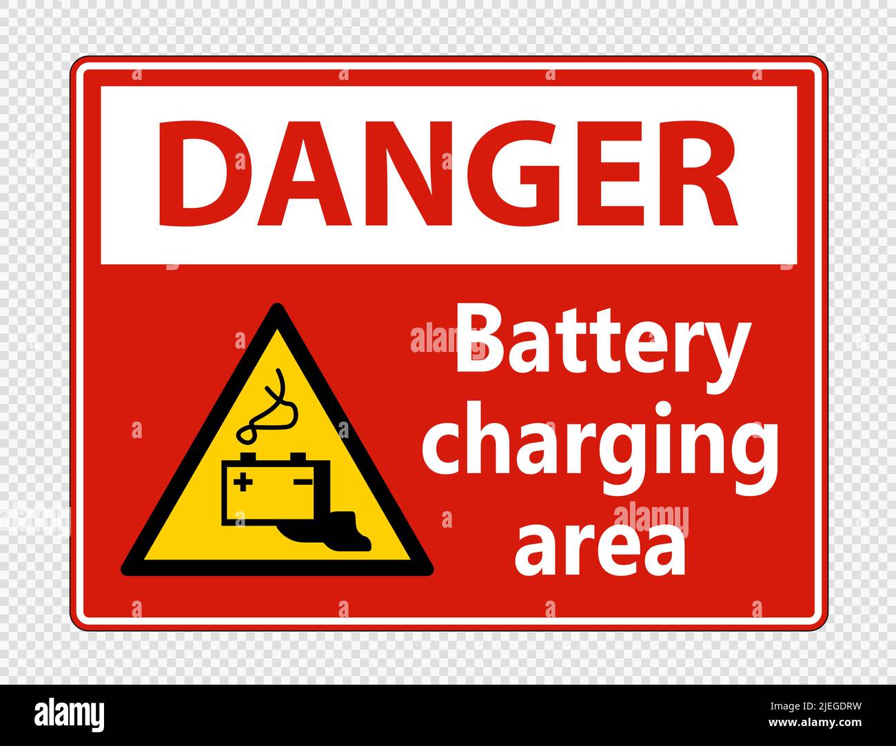Danger battery charging area Sign on transparent background,vector