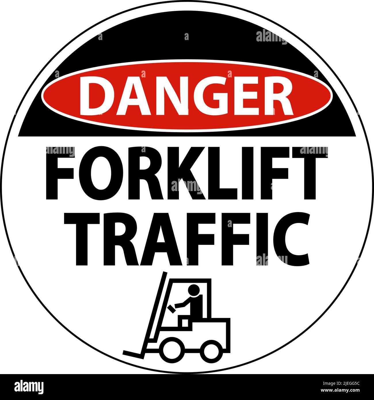 Danger Forklift Traffic Floor Sign On White Background Stock Vector ...