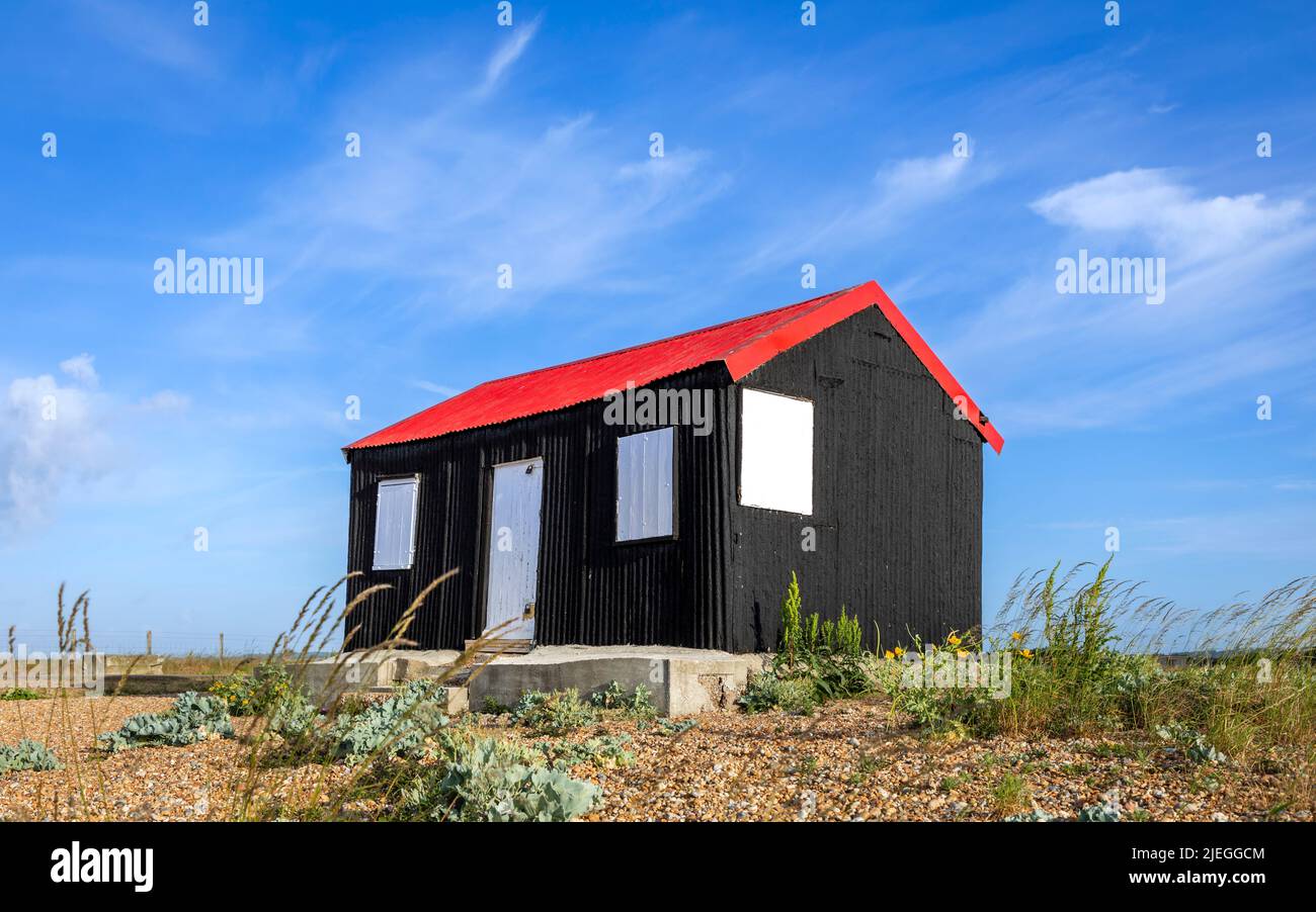 Red Rise Hut The distinctive red roofed hut near Rye on the east Sussex coast south ...