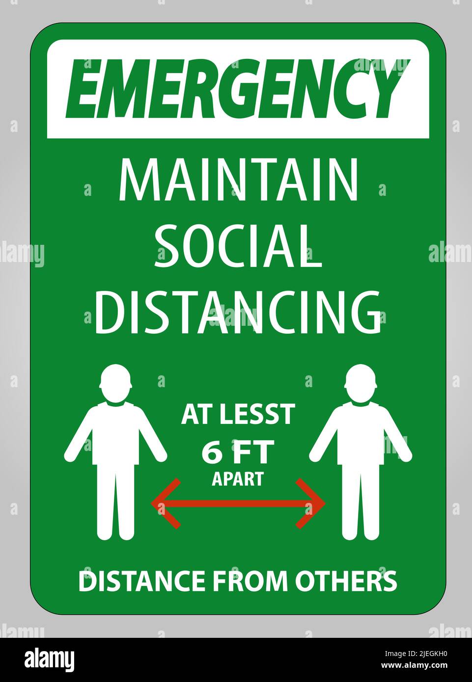 Emergency Maintain Social Distancing At Least 6 Ft Sign On White ...