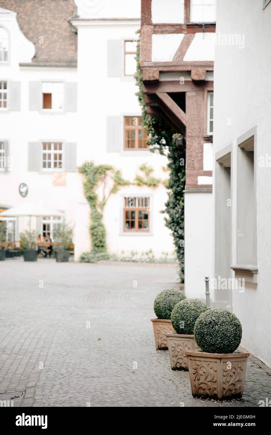 Details of old german houses on the narrow street of the old town in