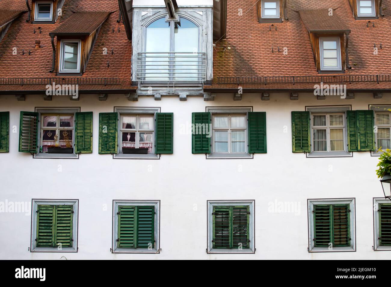 Details of old german houses on the narrow street of the old town in