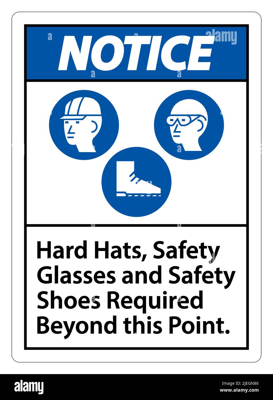 Notice Sign Hard Hats, Safety Glasses And Safety Shoes Required Beyond ...