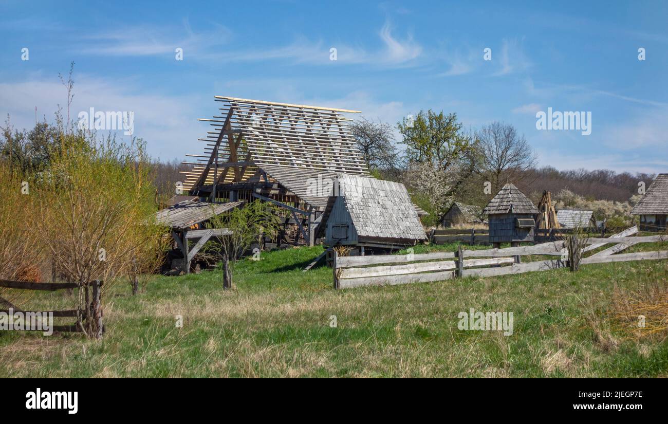 Medieval housing scenery in sunny ambiance at early spring time Stock Photo
