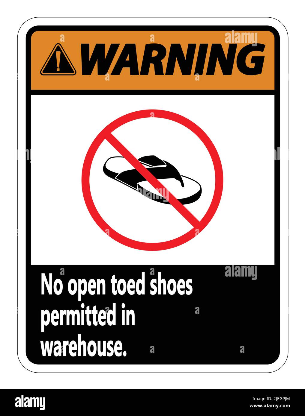 Warning No Open Toed Shoes Sign on white background,vector illustration