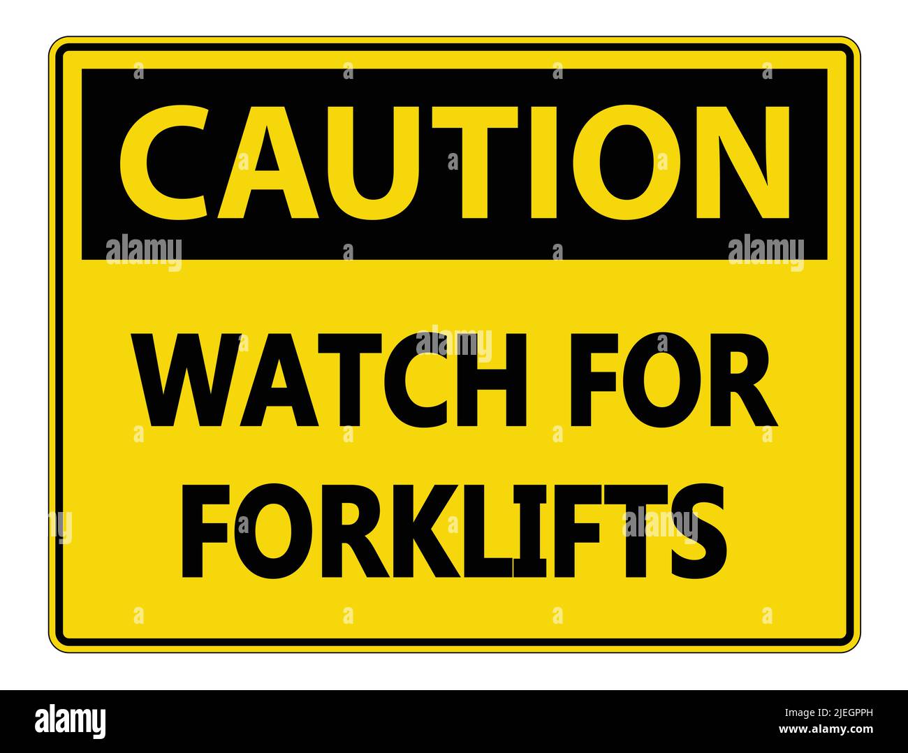 Caution Watch for Forklifts Sign on white background,vector ...