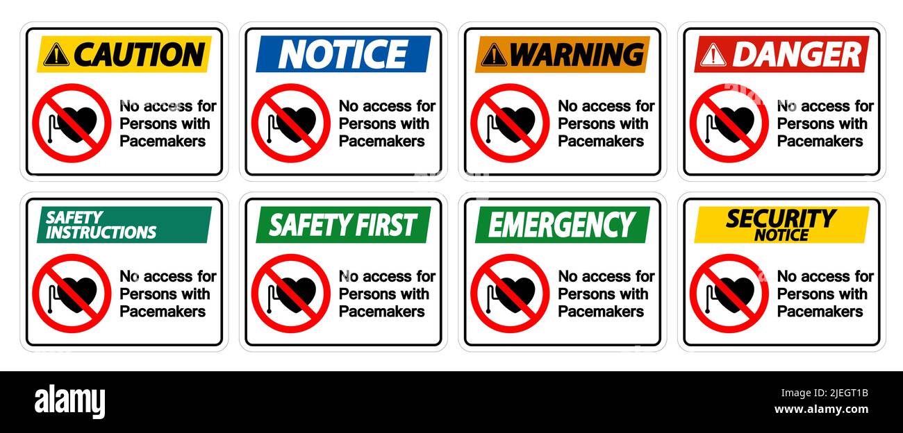 No Access For Persons With Pacemaker Symbol Sign On White Background Stock Vector