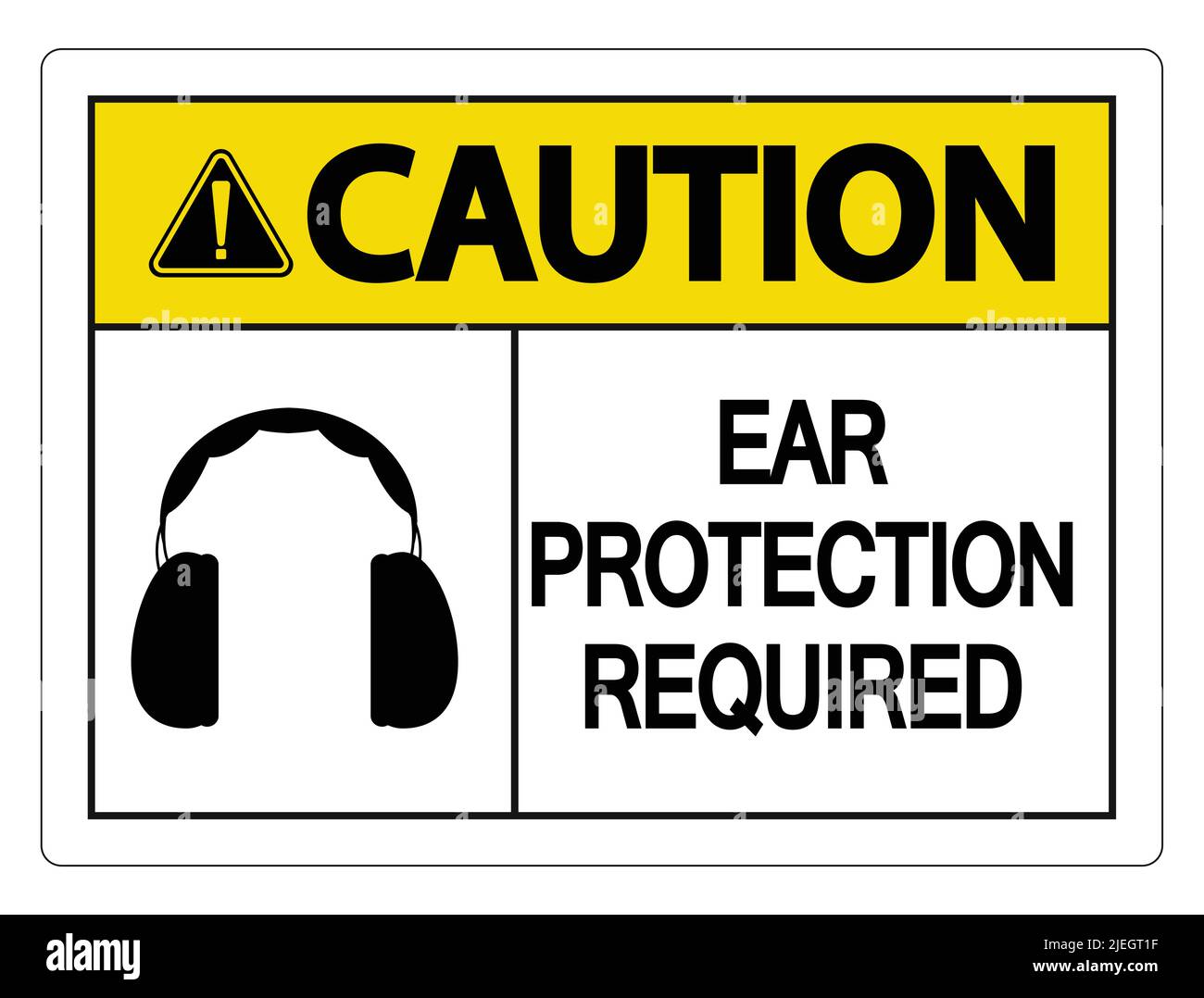 Caution Ear Protection Required Wall Sign on white background,vector illustration Stock Vector